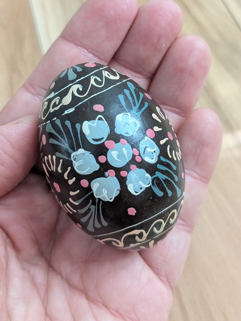 Vintage Hand Painted Wooden Egg